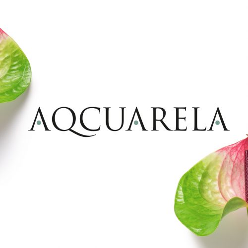 logotipo Aqcuarela sobre papel con flores